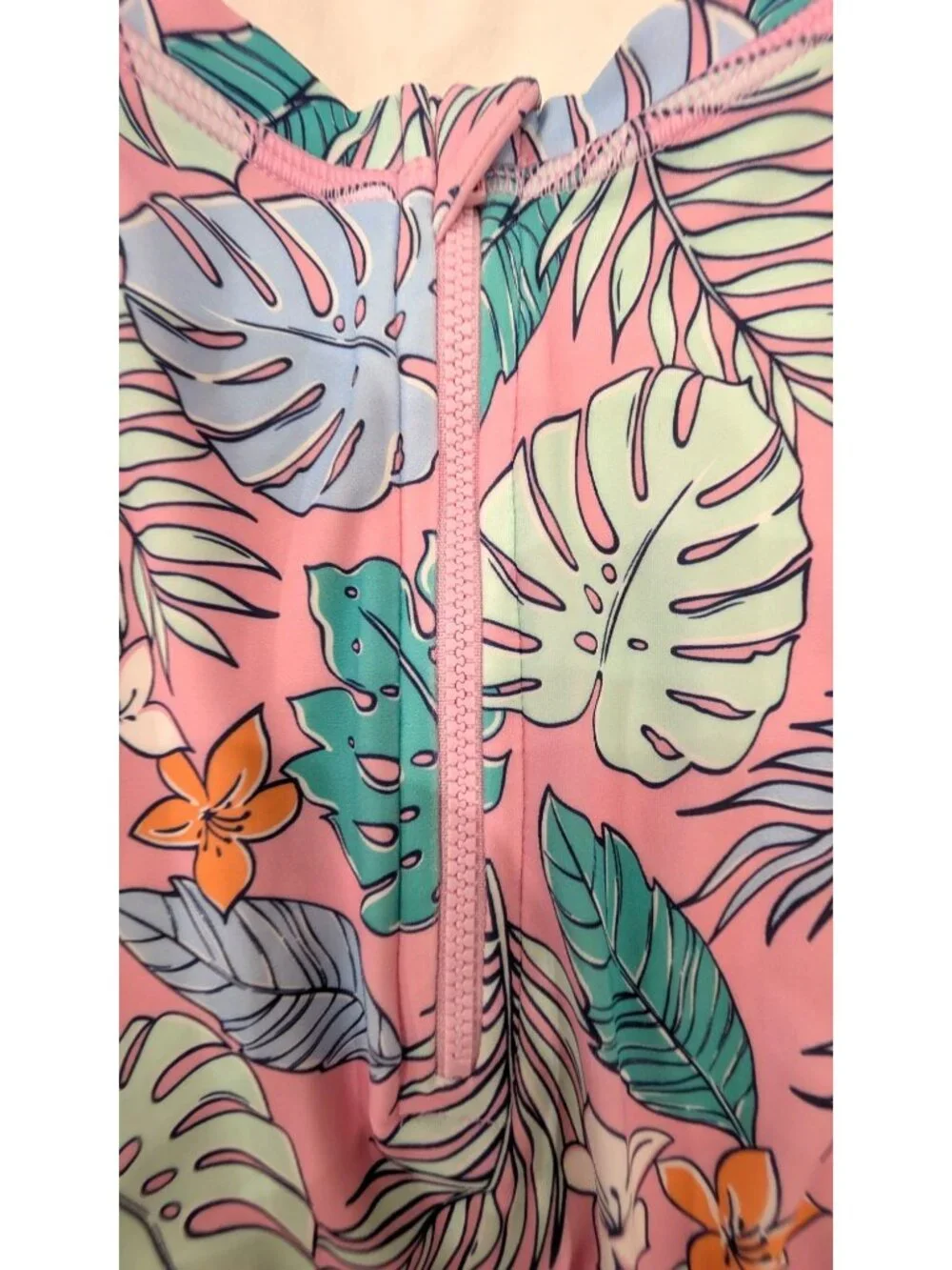 NEW Quince Toddler Long Sleeve Tie One-Piece Swimsuit, Palm, Size 3T